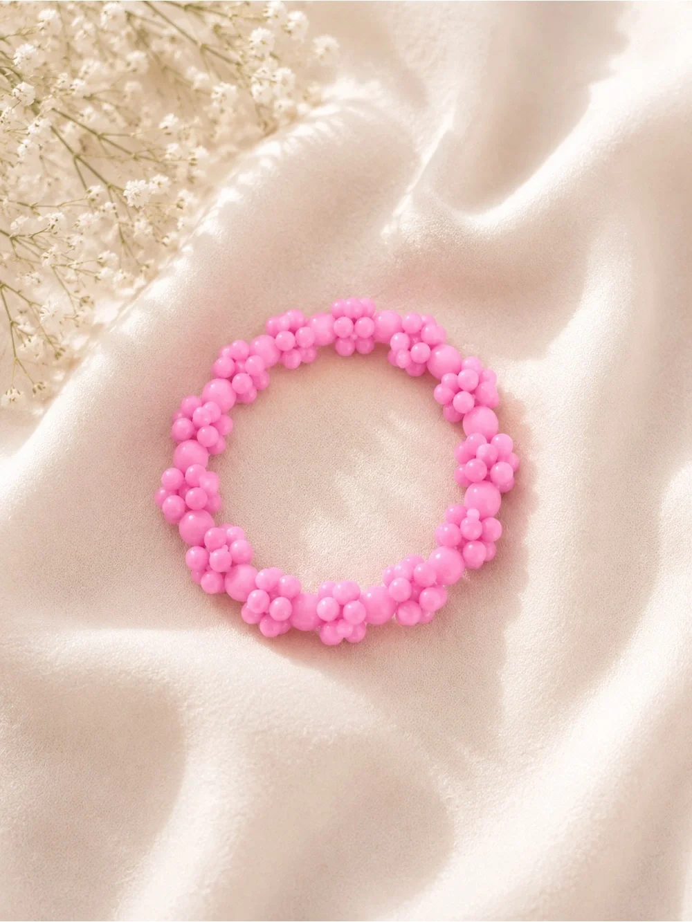 Pink Floral Beaded Bracelet - Women Accessories
